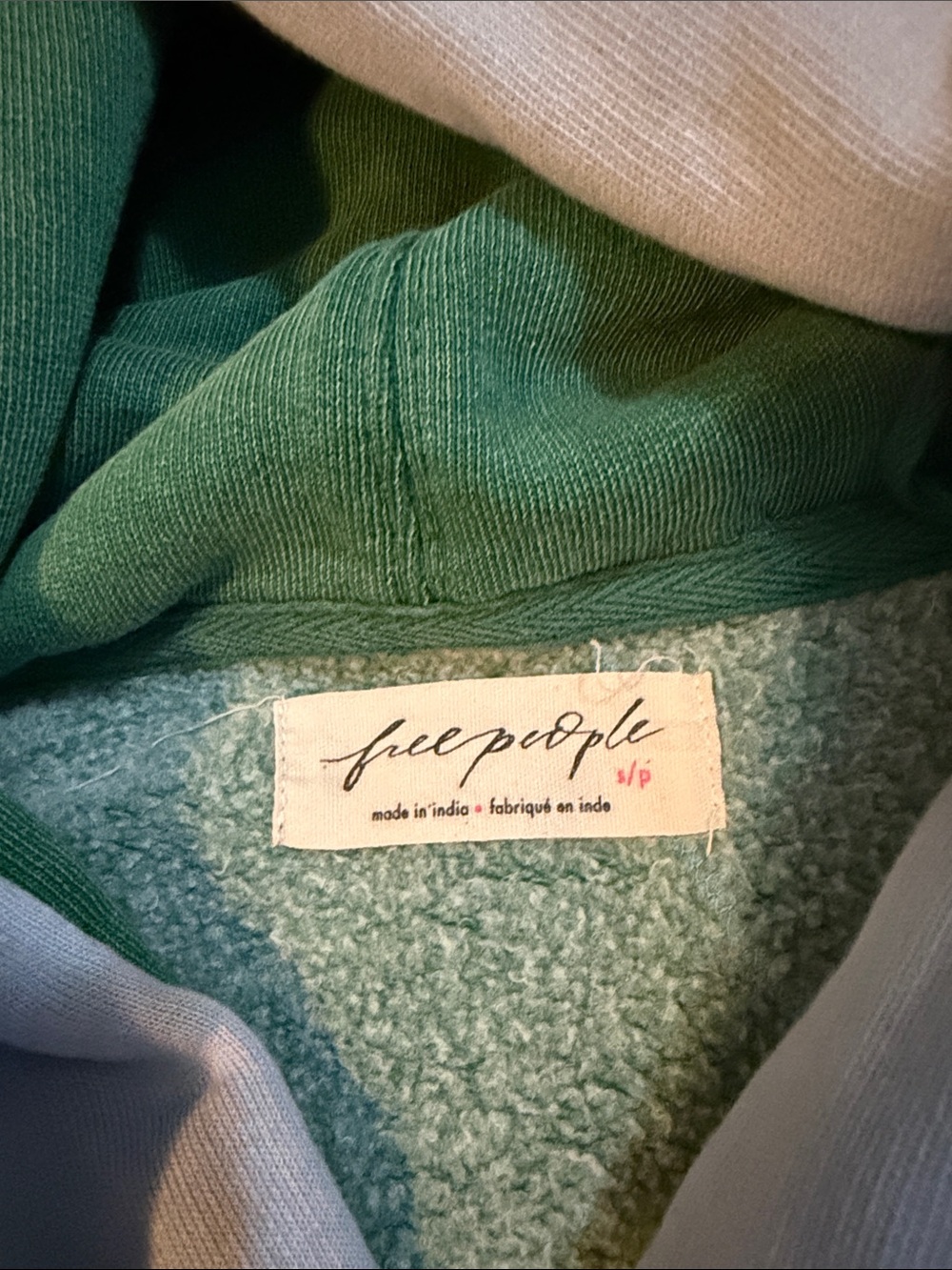 Free People Green Pullover Hoodie with Textured Lining - Picture 2 of 5